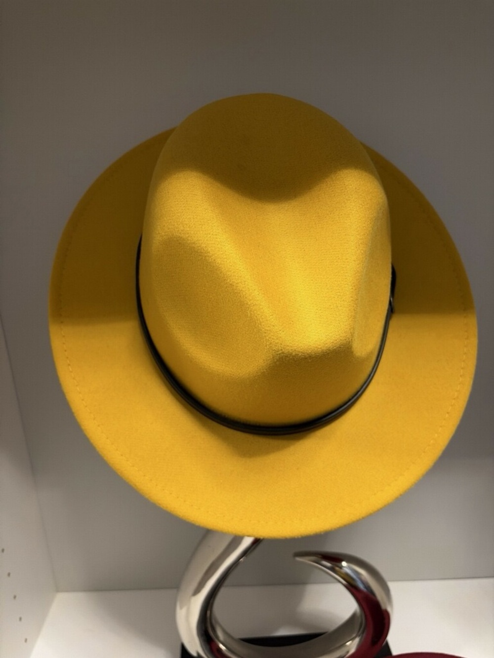 Bright Yellow Wool Fedora with Black Band